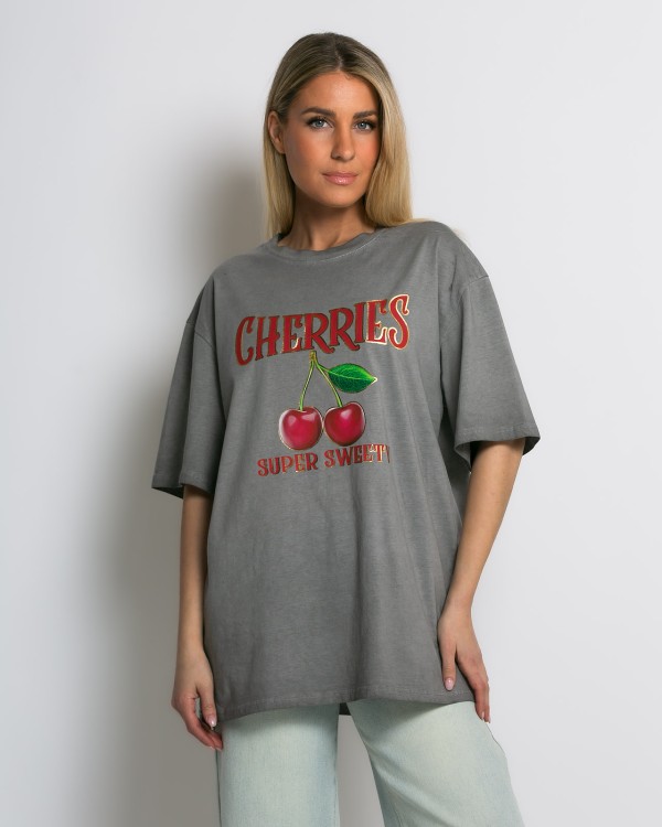 Cherries  Oversized T-Shirt γκρι