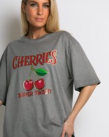Cherries  Oversized T-Shirt γκρι