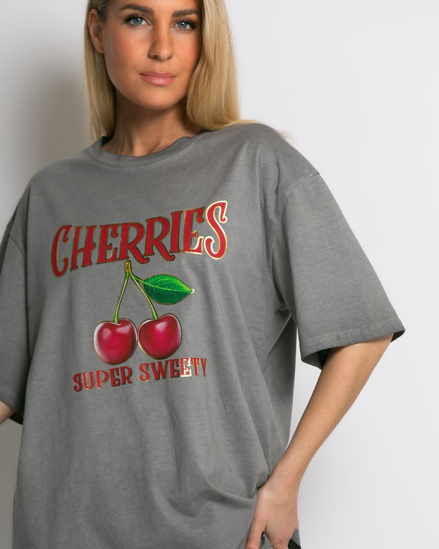 Cherries  Oversized T-Shirt γκρι