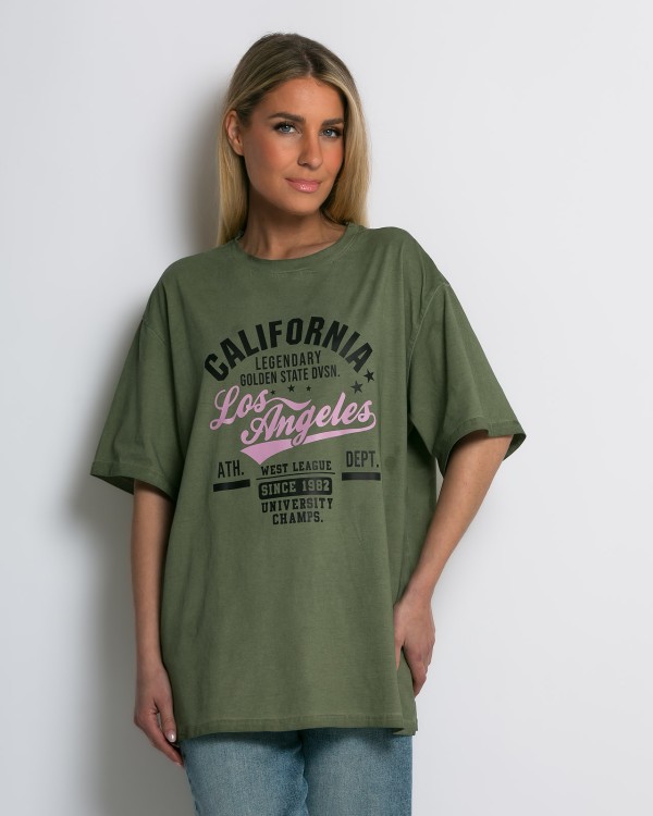 Califronia  Oversized T-Shirt χακί