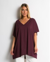 Μπλούζα oversized με "V" δαμασκηνί Μπλούζα oversized με "V" δαμασκηνί
