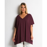 Μπλούζα oversized με "V" δαμασκηνί