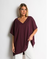 Μπλούζα oversized με "V" δαμασκηνί Μπλούζα oversized με "V" δαμασκηνί