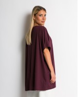 Μπλούζα oversized με "V" δαμασκηνί Μπλούζα oversized με "V" δαμασκηνί