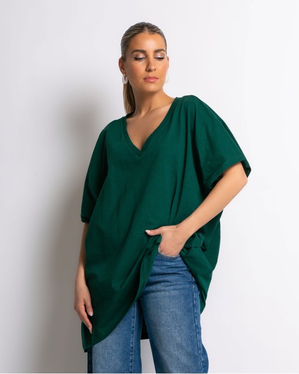 Μπλούζα oversized με "V" μαύρο