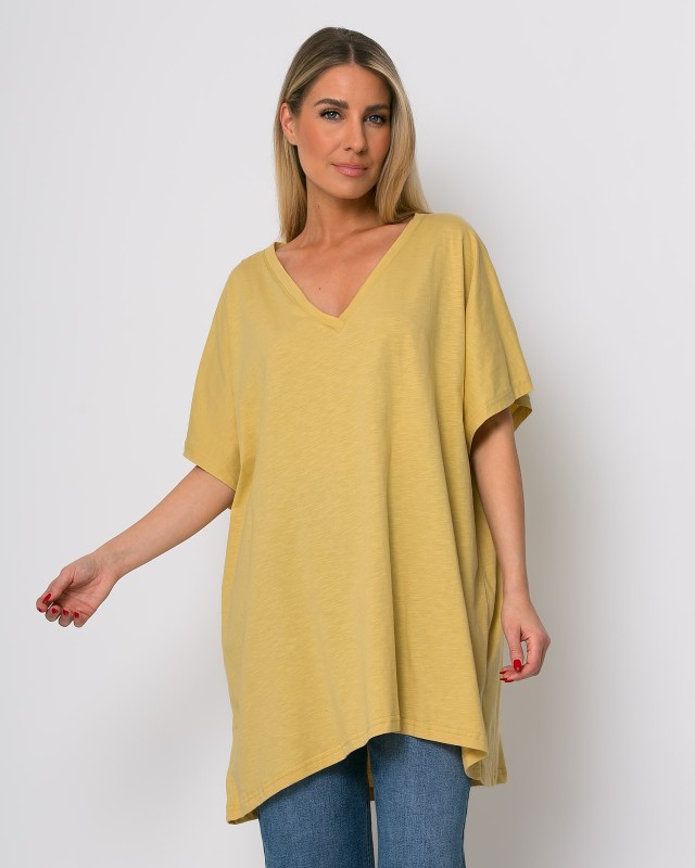 Μπλούζα oversized με "V" κίτρινο