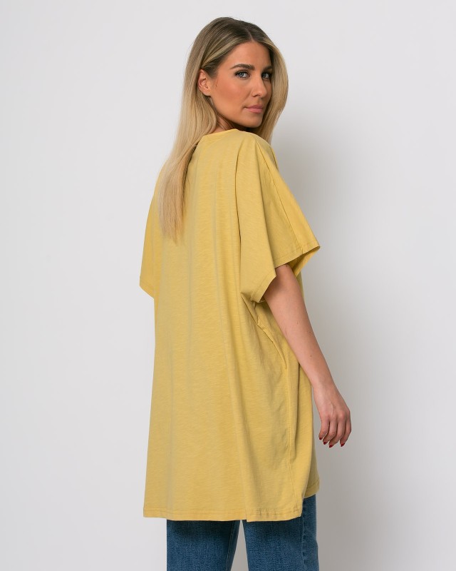 Μπλούζα oversized με "V" κίτρινο