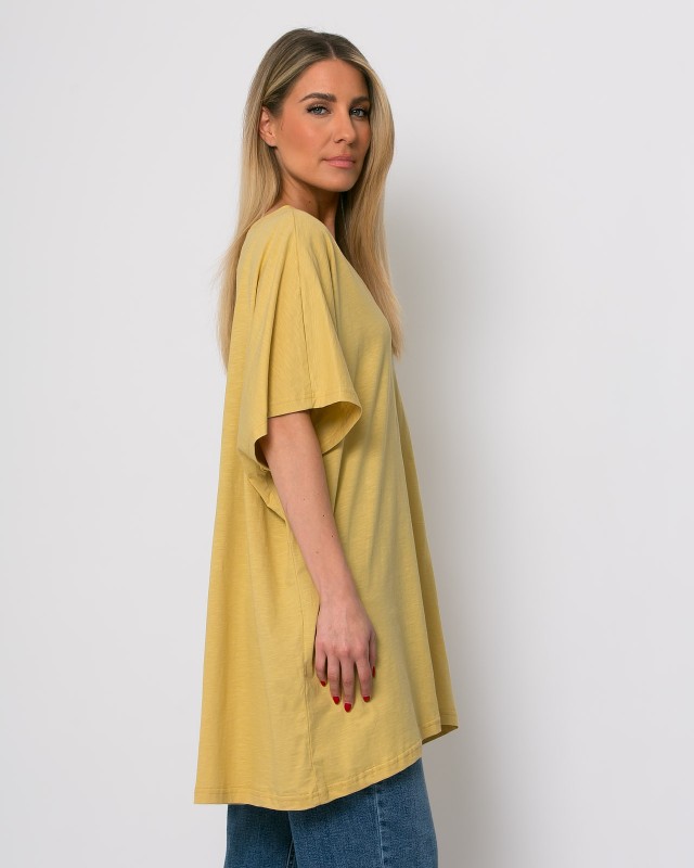 Μπλούζα oversized με "V" κίτρινο