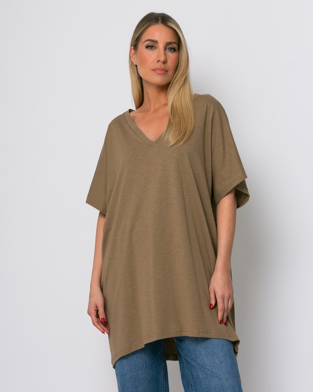 Μπλούζα oversized με "V" sand