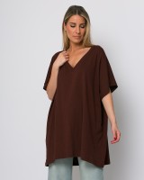 Μπλούζα oversized με "V" chocola