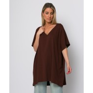 Μπλούζα oversized με "V" chocola