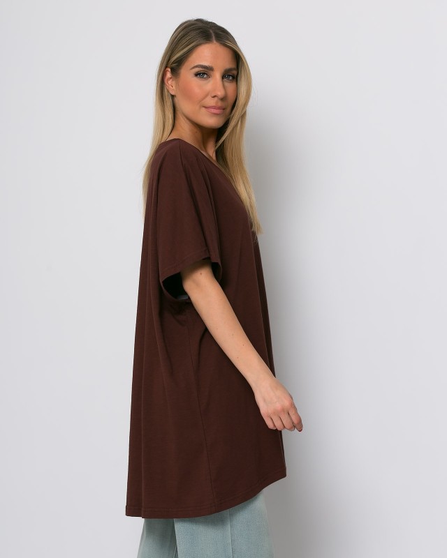 Μπλούζα oversized με "V" chocola