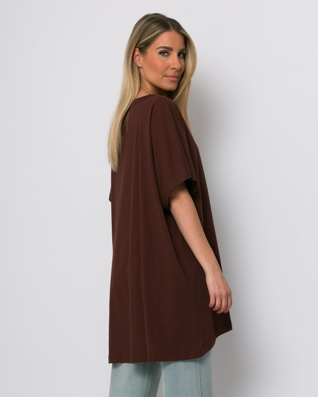 Μπλούζα oversized με "V" chocola