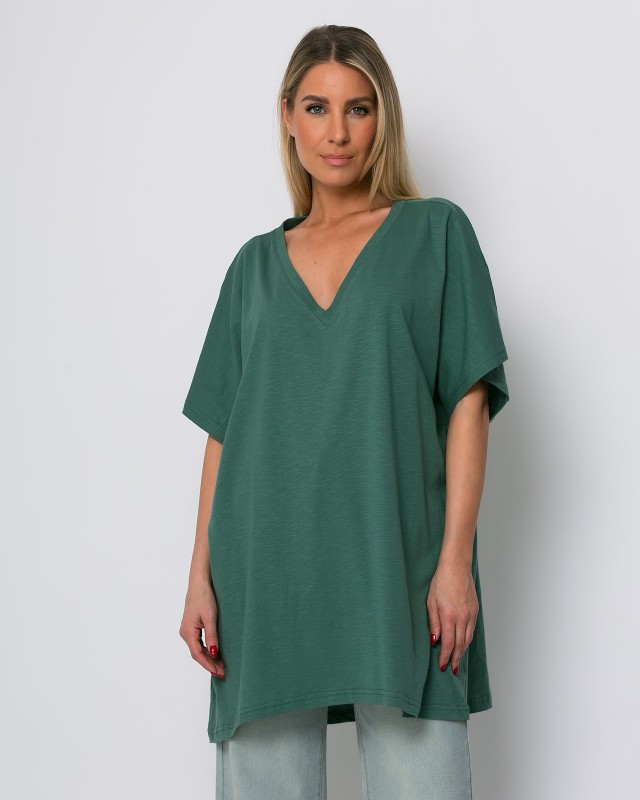 Μπλούζα oversized με "V" βεραμάν