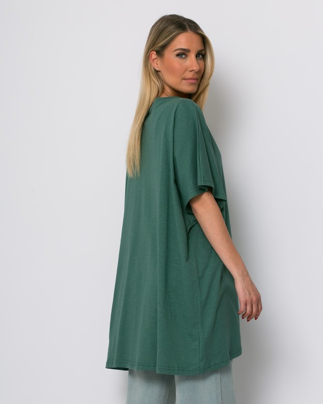 Μπλούζα oversized με "V" βεραμάν