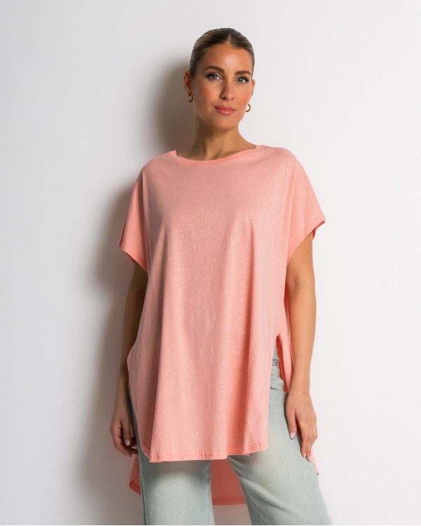 Μπλούζα με άνοιγμα στο πλάι σομόν