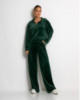 Σετ μπλούζα με φερμουάρ και παντελόνα βελουτέ κυπαρισσί