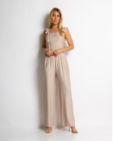 Σετ crop top με βολάν και παντελόνα μπεζ Σετ crop top με βολάν και παντελόνα μπεζ