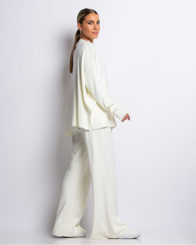 Σετ πλεκτό με κλειστή λαιμόκοψη εκρού