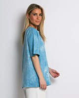 Oversized Tie-Dye T-shirt με διακριτική λάμψη πετρολ