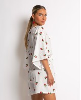 Ολόσωμο σορτς εμπριμέ λευκό cherry Ολόσωμο σορτς εμπριμέ λευκό cherry