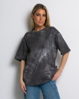 Oversized Tie-Dye T-shirt με διακριτική λάμψη ανθρακί