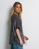 Oversized Tie-Dye T-shirt με διακριτική λάμψη ανθρακί