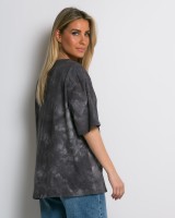 Oversized Tie-Dye T-shirt με διακριτική λάμψη ανθρακί