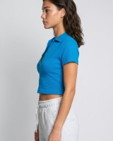 Crop top με γιακά γαλάζιο