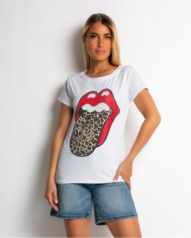 Μπλούζα κοντομάνικη με σχέδιο Leopard Kiss Μπλούζα κοντομάνικη με σχέδιο Leopard Kiss