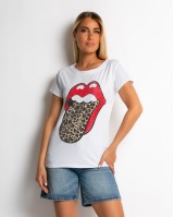 Μπλούζα κοντομάνικη με σχέδιο Leopard Kiss Μπλούζα κοντομάνικη με σχέδιο Leopard Kiss