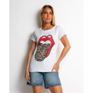 Μπλούζα κοντομάνικη με σχέδιο Leopard Kiss