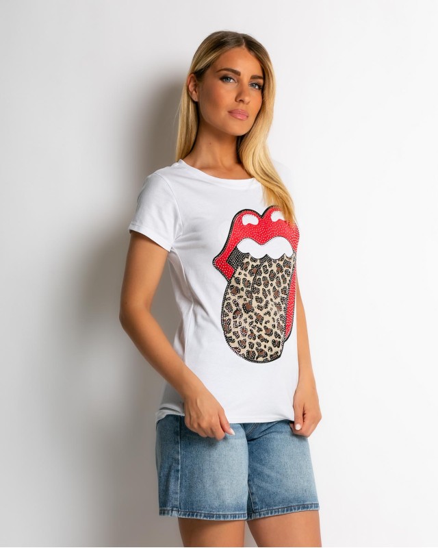 Μπλούζα κοντομάνικη με σχέδιο Leopard Kiss Μπλούζα κοντομάνικη με σχέδιο Leopard Kiss
