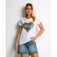 Μπλούζα κοντομάνικη με σχέδιο Mon amour ασημί