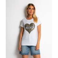 Μπλούζα κοντομάνικη με σχέδιο Mon amour χρυσ΄ό