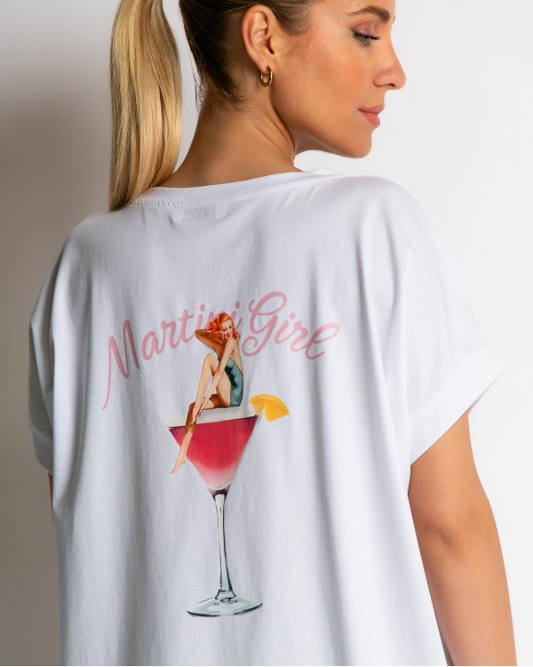 Μπλούζα κοντομάνικη με σχέδιο ''Martini Girl'' λευκό