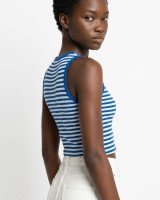 Crop top ριγέ μπλε ρουά
