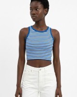 Crop top ριγέ μπλε ρουά