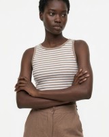 Crop top ριγέ μπεζ