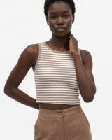 Crop top ριγέ μπεζ