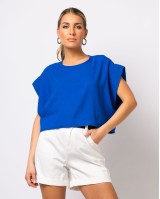 Μπλούζα Crop Top αμάνικο μακρύ μπλε ρουά Μπλούζα Crop Top αμάνικο μακρύ μπλε ρουά