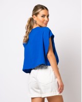Μπλούζα Crop Top αμάνικο μακρύ μπλε ρουά Μπλούζα Crop Top αμάνικο μακρύ μπλε ρουά
