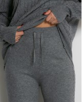 Σετ πλεκτό με ανάγλυφη πλέξη μπλούζα & παντελόνι γκρι