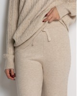 Σετ πλεκτό με ανάγλυφη πλέξη μπλούζα & παντελόνι μπεζ