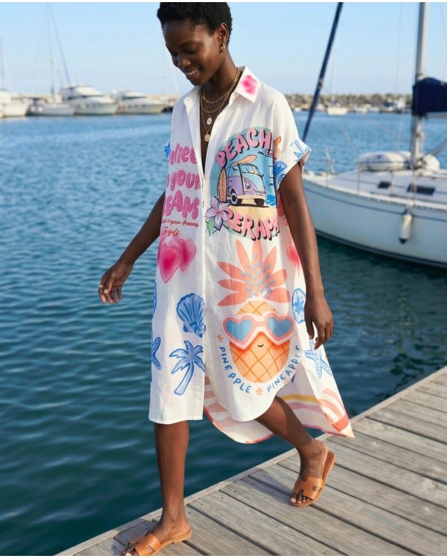 Φόρεμα oversized με κουμπιά "Frida Kahlo"