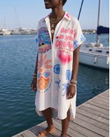 Φόρεμα oversized με κουμπιά "Frida Kahlo"