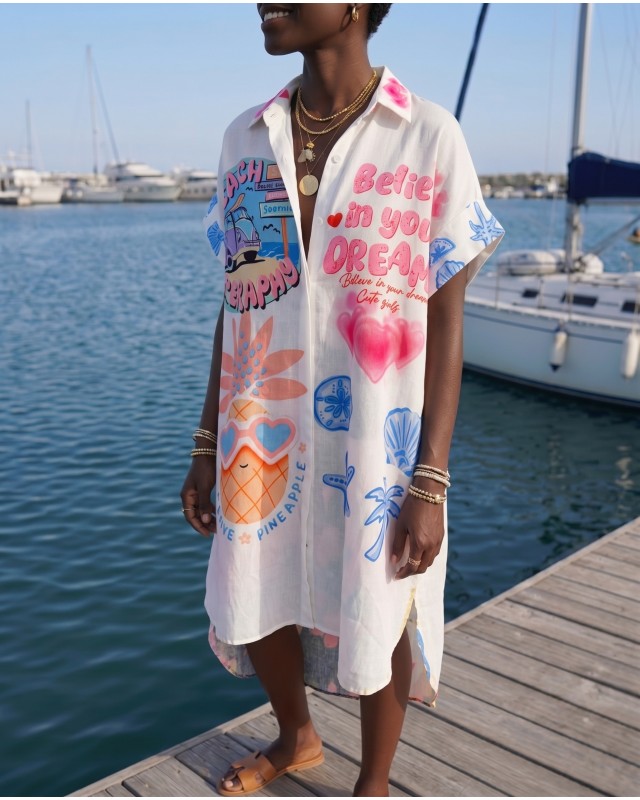 Φόρεμα oversized με κουμπιά "Frida Kahlo"
