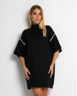 Φόρεμα πλεκτό mini κοντομάνικο μαύρο