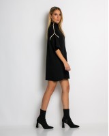 Φόρεμα πλεκτό mini κοντομάνικο μαύρο