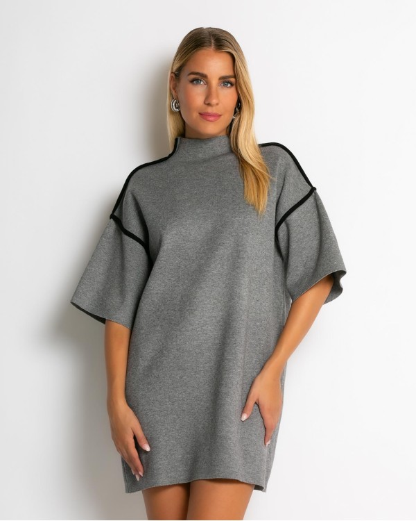 Φόρεμα πλεκτό mini κοντομάνικο cream